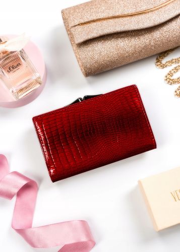 portfel damski ze skóry naturalnej zdobiony cyrkoniami - lorenti na Arena.pl