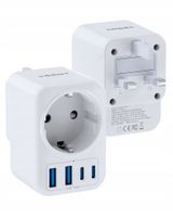 Voomy Travel Y714 - 6-in-1 Adapter Podróżny Typ G – UK – 3750W