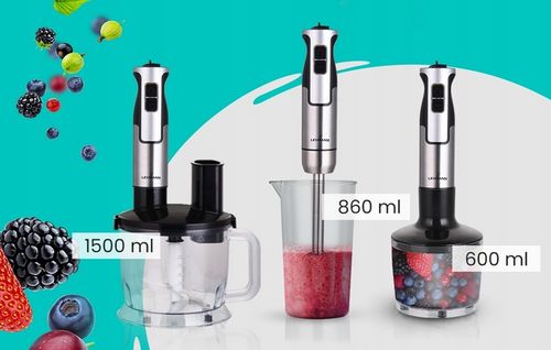 BLENDER RĘCZNY WIELOFUNKCYJNY MIKSER 1200W OSTRZE XL TRYB TURBO ZESTAW na Arena.pl