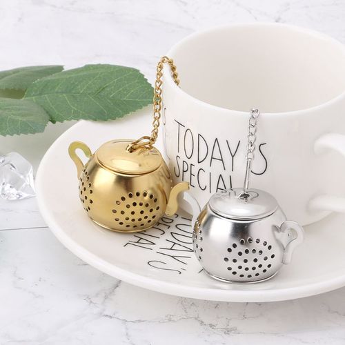Zaparzacz do herbaty - mini czajniczek na herbatę - stalowy Złoty na Arena.pl