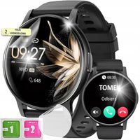 ZEGAREK SMARTWATCH POLSKIE MENU ROZMOWY SPORT SMART WATCH CZARNY WATCH PRO