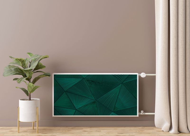 MATA Magnetyczna Na Grzejnik Zielone Trójkąty Abstrakcja 110cm x 60cm zdjęcie 7