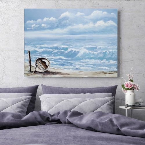 Obraz na płótnie - Canvas, Łódź na plaży akwarela 40x60 na Arena.pl