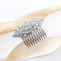 GRZEBYK srebrny z cyrkoniami elegancki WYTWORNY KOKONET 4-0168