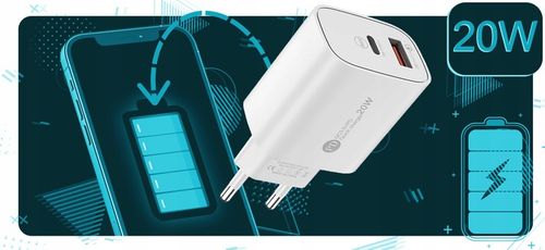 ZESTAW | SZYBKA ŁADOWARKA DO iPhone SIECIOWA USB TYPE-C + KABEL | 3000mA na Arena.pl