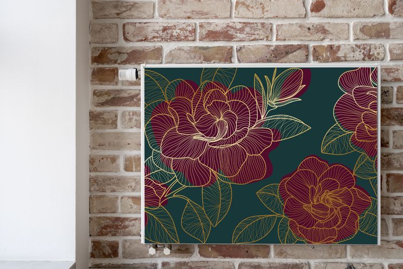Mata MAGNETYCZNA Na Kaloryfer Kwitnące Róże Styl Line-art 80cm x 60cm zdjęcie 6