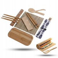 ZESTAW DO SUSHI 11 el. dla 5 osób mata taca pałeczki bambusowe PUDEŁKO