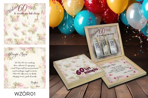 PREZENT NA 60 URODZINY PUDEŁKO Z ŻYCZENIAMI na Arena.pl