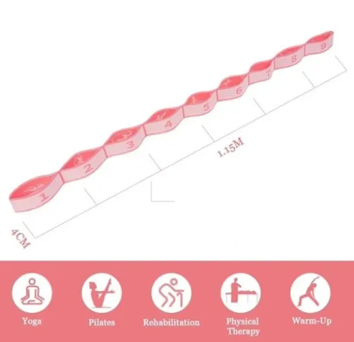 ROZCIĄGLIWY PAS PASEK TAŚMA ROZCIĄGANIE MIĘŚNI YOGA PILATES 9POZIOMÓW 115cm na Arena.pl