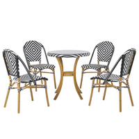 Zestaw ogrodowy stół i 4 krzesła wzór czarno-biały RIFREDDO