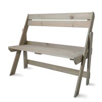 Ławka ogrodowa z oparciem drewniania nowoczesna na grilla 105cm jasna siwa