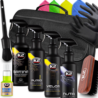 K2 Zestaw Detailingowy Satina Purio Velor Nuta Pędzelek Szczotka Ściereczki