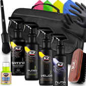 K2 Zestaw Detailingowy Satina Purio Velor Nuta Pędzelek Szczotka Ściereczki