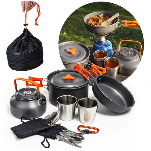 Zestaw Garnków Naczyń Turystycznych Pod Namiot Zg5-01 Pomarańczowy na Arena.pl