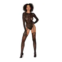 dreamgirl bodystocking zebra fishnet z podwiązkami uniwersalny