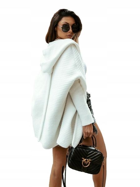Me gusta kardigan z kapturem oversize biały ryżyk zdjęcie 1