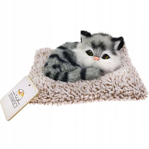 REALISTYCZNY KOTEK ŚPIĄCY NA PODUSZCE jak żywy MIAUCZĄCY figurka PREZENT na Arena.pl