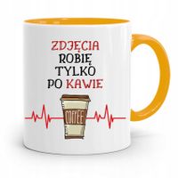 Kubek Żółty Fotografa Zdjęcia Robię Tylko Po Kawie Z Nadrukiem Ze Zdjęciem