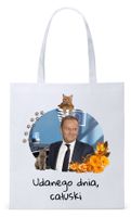 Donald Tusk Platforma Torba Eco Biała Shopper Z Nadrukiem Ze Zdjęciem