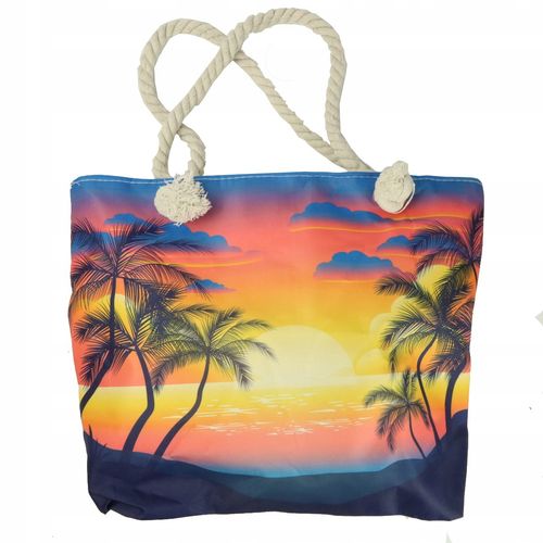 TORBA PLAŻOWA MIEJSKA MATERIAŁOWA Z PODSZEWKĄ SHOPPER NA RAMIĘ Z ZAMKIEM na Arena.pl