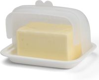 Maselniczka z Pokrywką Duża Biała Plastikowa Pojemnik na 2 Kostki Masła