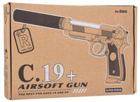 PISTOLET METALOWY REPLIKA C19 KULKI TŁUMIK