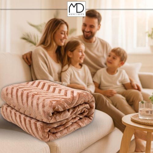 Ciepły koc ozdobny narzuta na łóżko prezent pled 200x220 cm brązowy na Arena.pl