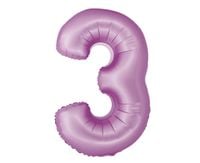 Balon foliowy cyfra "3" fioletowy matowy, 76 cm