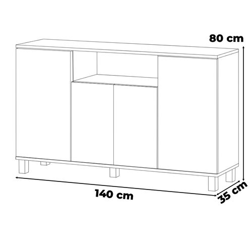 Komoda Do Sypialni Salonu 140cm Bruno Duża Szafka Pojemna Rtv Czarna Wotan na Arena.pl