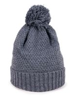 Czapka zimowa dziecięca wywinięta z pomponem ciemnoszara 54-56 YOCLUB