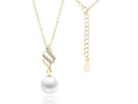 POZŁACANY SREBRNY NASZYJNIK PERŁA PEREŁKA CYRKONIE