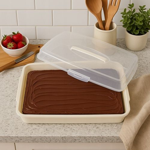 POJEMNIK NA CIASTO DUŻY BOX Z POKRYWĄ NA ŻYWNOŚĆ UCHWYT TRANSPORTER na Arena.pl