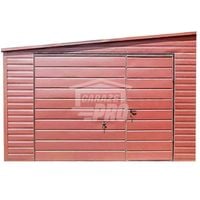 Garaż Blaszany 4,5x7m Brama uchylna - Ciemny Brąz - Dach spad w bok GP430