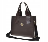 Laura Biaggi torebka shopper z kosmetyczką brązowy czekolada krokodyl MG302