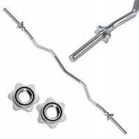 GRYF SZTANGA ŁAMANY DO ĆWICZEŃ 120cm + ZACISKI 25mm PEŁNY STAL FITNESS