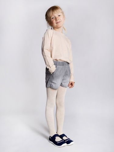 Rajstopy dziewczęce z lurexem serca beżowe 116-122 YOCLUB na Arena.pl