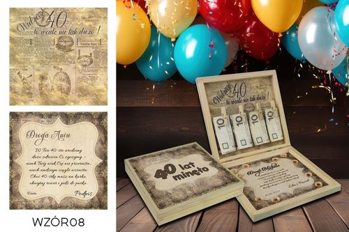 PREZENT NA 40 URODZINY PUDEŁKO Z ŻYCZENIAMI na Arena.pl