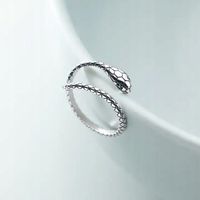 Pierścionek otwarty srebrny regulowany WĄŻ ŻMIJA