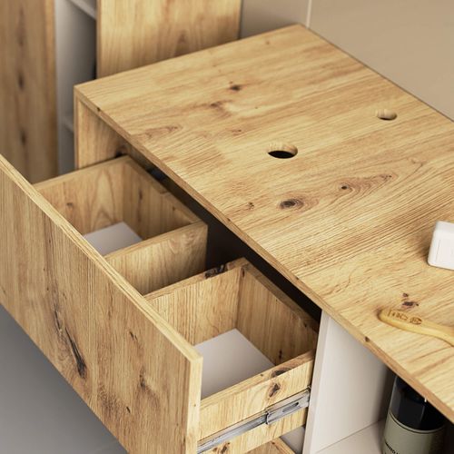 Szafka łazienkowa pod umywalkę z otworami VAMI 2 szuflady artisan kaszmir na Arena.pl