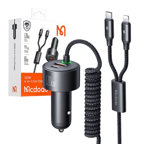 Ładowarka samochodowa Mcdodo CC-0370, USB-C, Lightning, 120W, chowane kable na Arena.pl
