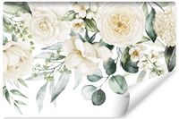 Fototapeta Do Salonu RÓŻE Peonie Kwiaty Styl Boho Akwarela 368cm x 254cm