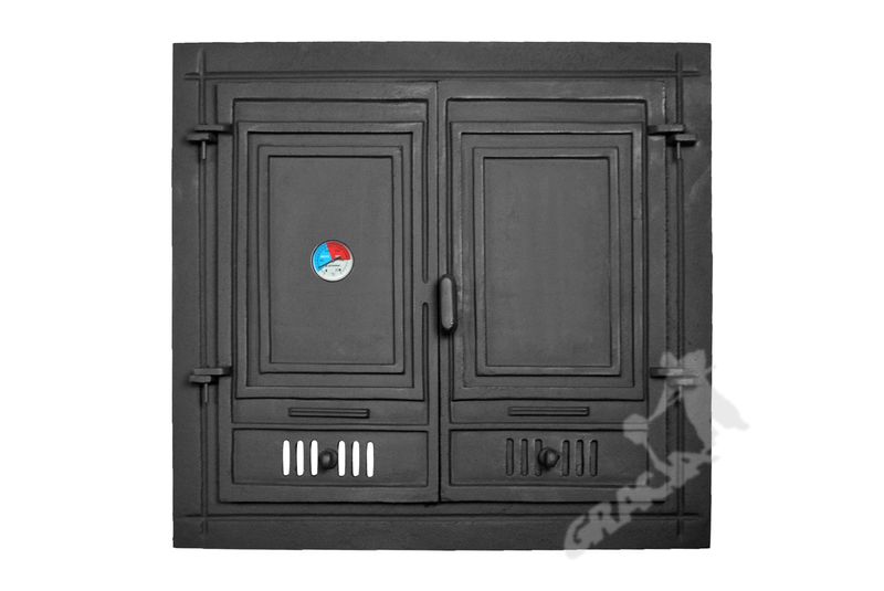 DRZWI A6 - 68X72 CM + TERMOMETR 0-250°C ŻELIWNE DO WĘDZARNI CHLEBOWE zdjęcie 1