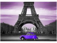 OBRAZ DRUK FIOLETOWY CITROEN 2CV WIEŻĄ EIFFLA
