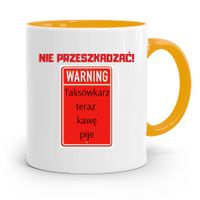 Kubek Żółty Dla Taksówkarza Teraz Kawę Pije Z Nadrukiem Ze Zdjęciem