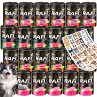 KOCIA KARMA MOKRA PUSZKA MIX SMAKÓW 24X400G BEZZBOŻOWA KARMA DLA KOTA RAFI