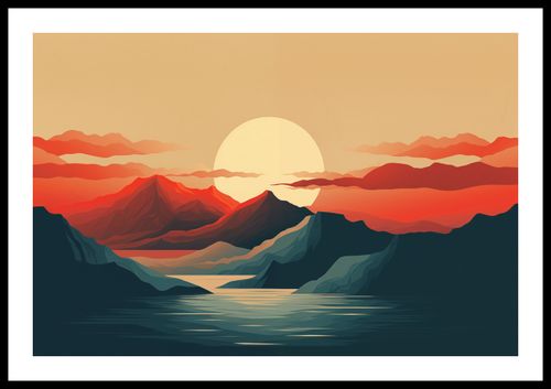 Plakat 60x40cm Zachód Słońca nad Górami na Arena.pl