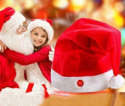 INTERAKTYWNA CZAPKA MIKOŁAJA TAŃCZĄCA GRAJĄCA ZABAWNA DEKORACJA ŚWIĄTECZNA na Arena.pl