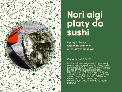 Algi nori wodorosty do sushi typ silver zawijanie rolek duże opakowanie 50 listków na Arena.pl