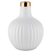 Wazon Florina 21 cm biały ze złotym brzegiem ceramiczny dekoracyjny