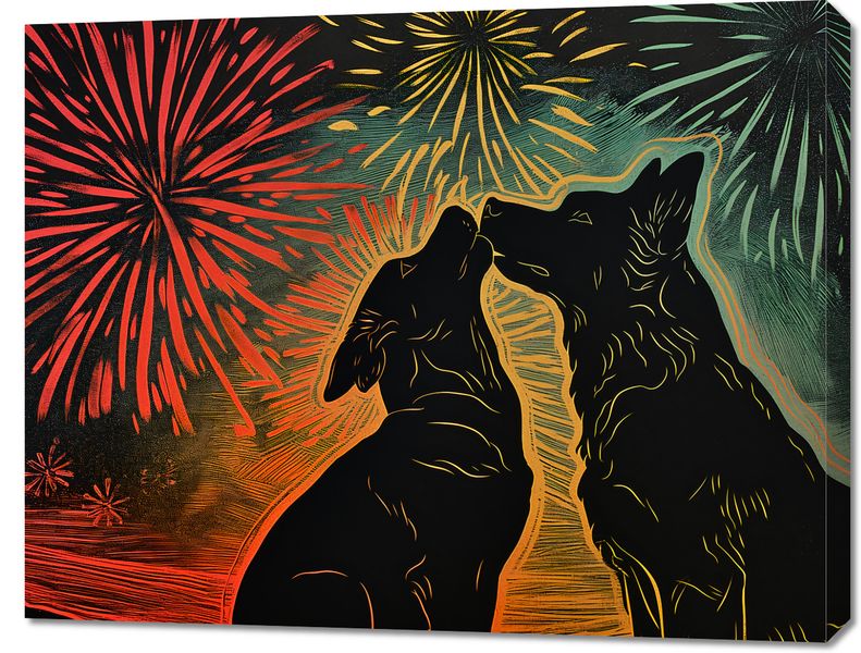 Obraz 90x70cm Psi Uścisk zdjęcie 1